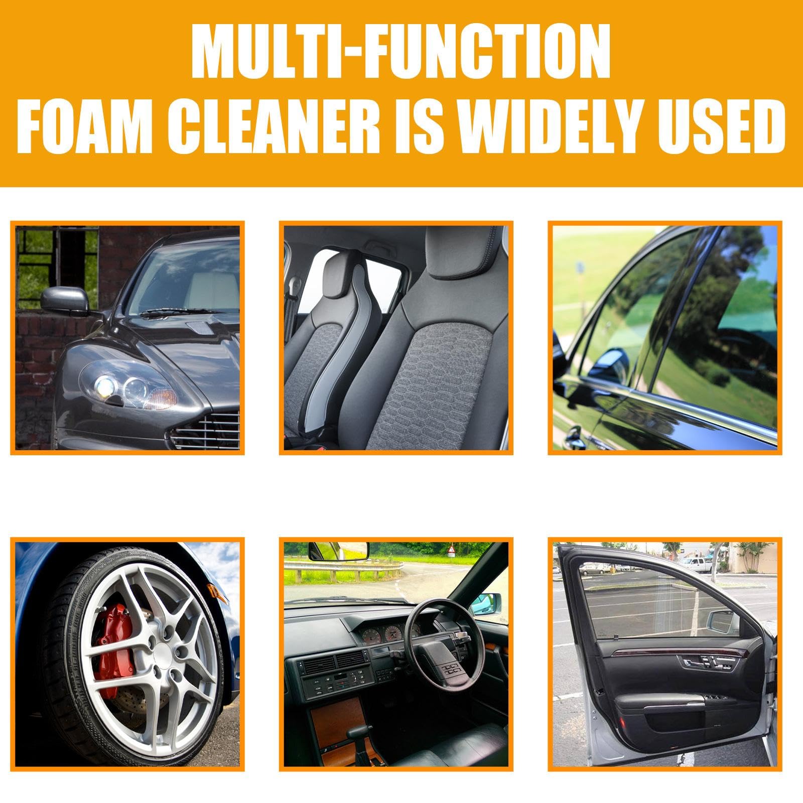 Lot de 5 sprays nettoyants en mousse pour voiture, plafond, siège, maison, 250 ml