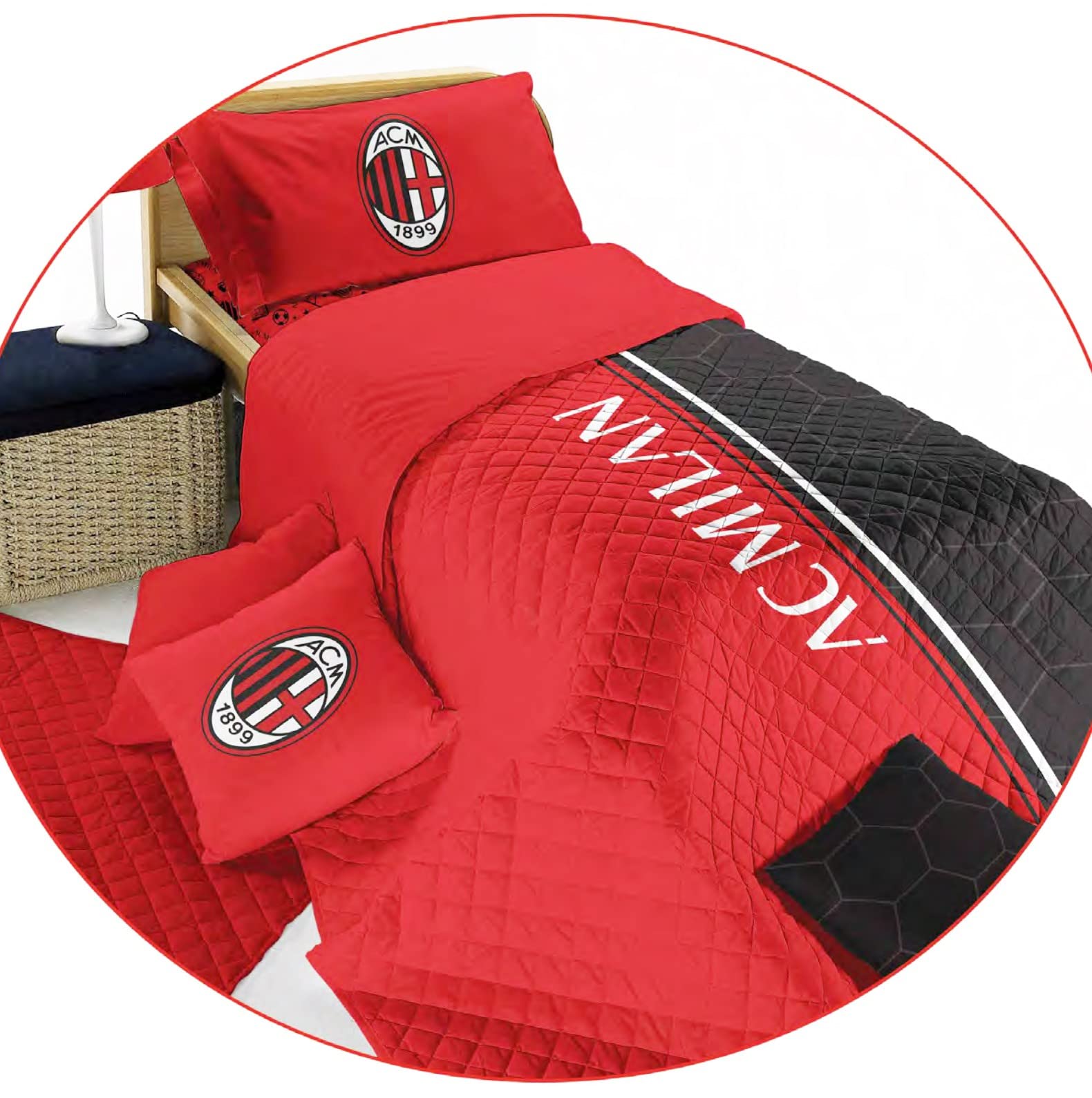 Tex family COPRILETTO A.C. Milan Trapuntato Singolo 1 Piazza Milan