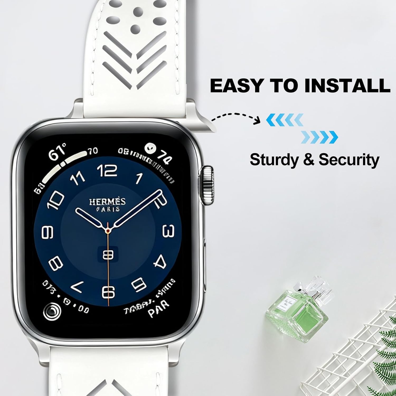 Hollow-out Handmade Top Grain Leather Band for Apple Watch Women Men, Breathable Lightweight Soft Strap Compatible with Series 11/10/9/8/7/6/5/4/SE SE2 Ultra 38/40/41/42/44/45/49mm - Image 4