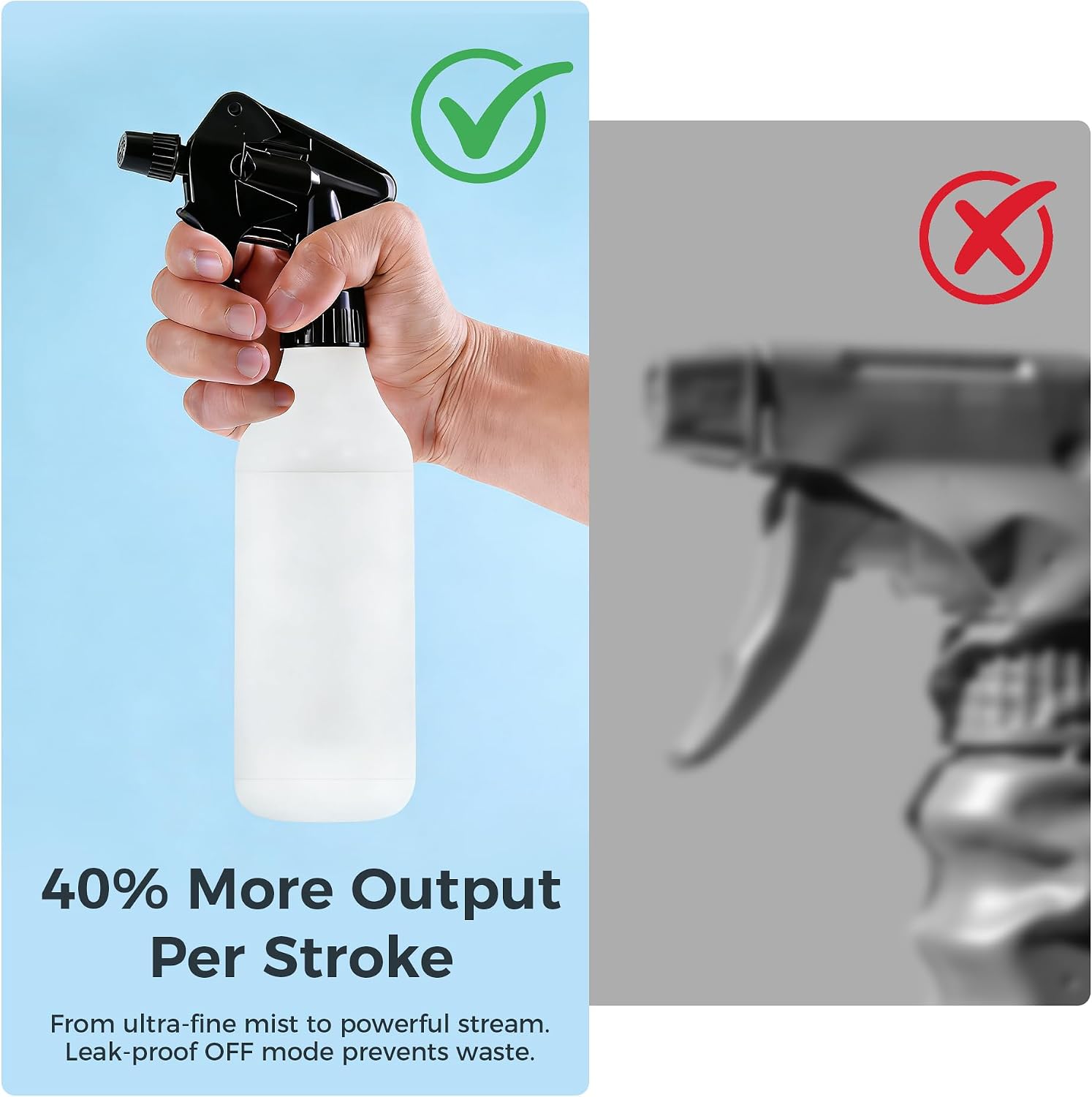 6 Pack Heavy Duty Spray Nozzle for Bottles, Leak-Proof Adjustable Spray Bottle Nozzle Replacement, Ergonomic Bottle Sprayer for Cleaning & Auto Detailing, Fits Standard 28/400 Spray Bottle Top