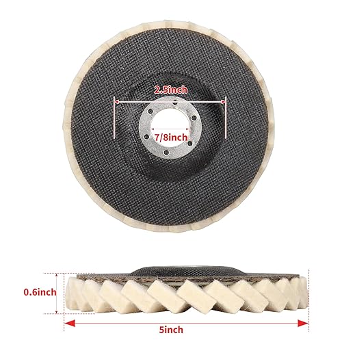 Miniatura 7 de Disco de rueda de pulido de fieltro de lana de 5 x 78 pulgadas para amoladora angular, rueda de pulido de lana muy fina tipo 27, disco de solapa,