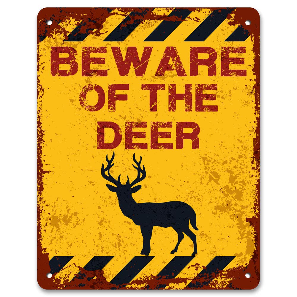 Print Crafted - Beware Of The Deer | Vintage Metal Garden Yard Warning Sign