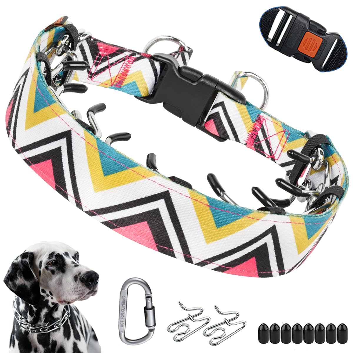 Dog Prong Collar, Vintage No Pull Dog Collar for Large Medium Small Dogs, Pinch Collar for Dogs with Carabiner, Personalized Anti Pull Dog Collars for Walking Training Festival