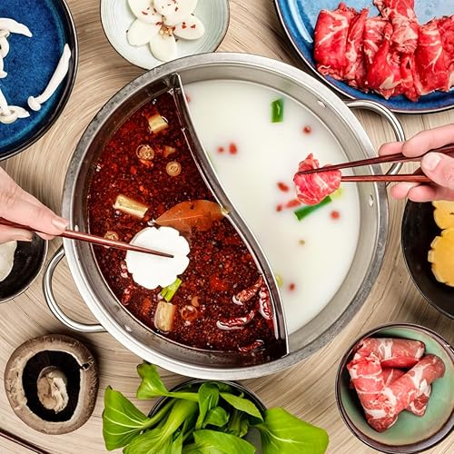 Miniatura 7 de Olla de mandarina de acero inoxidable Sartén de inducción Sartén asiática Utensilios de cocina de inducción Wok Dividido Hotpot Divisor Olla de