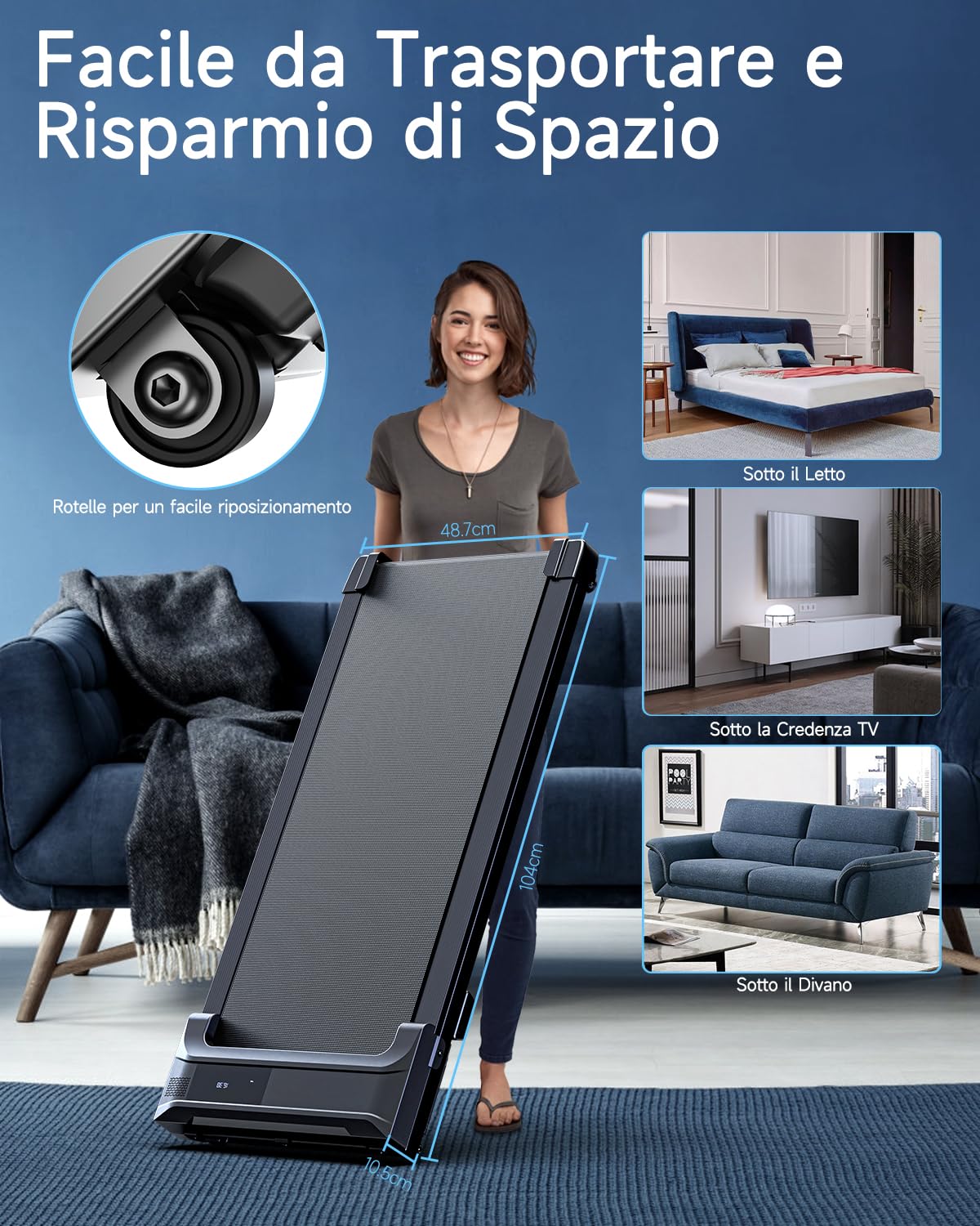 Walking Pad Tapis roulant per la casa – Home Office Tapis roulant Under Desk Tappetino da corsa silenzioso portatile compatto piccolo mini Treadmill indicatore LED pedale Remote Control