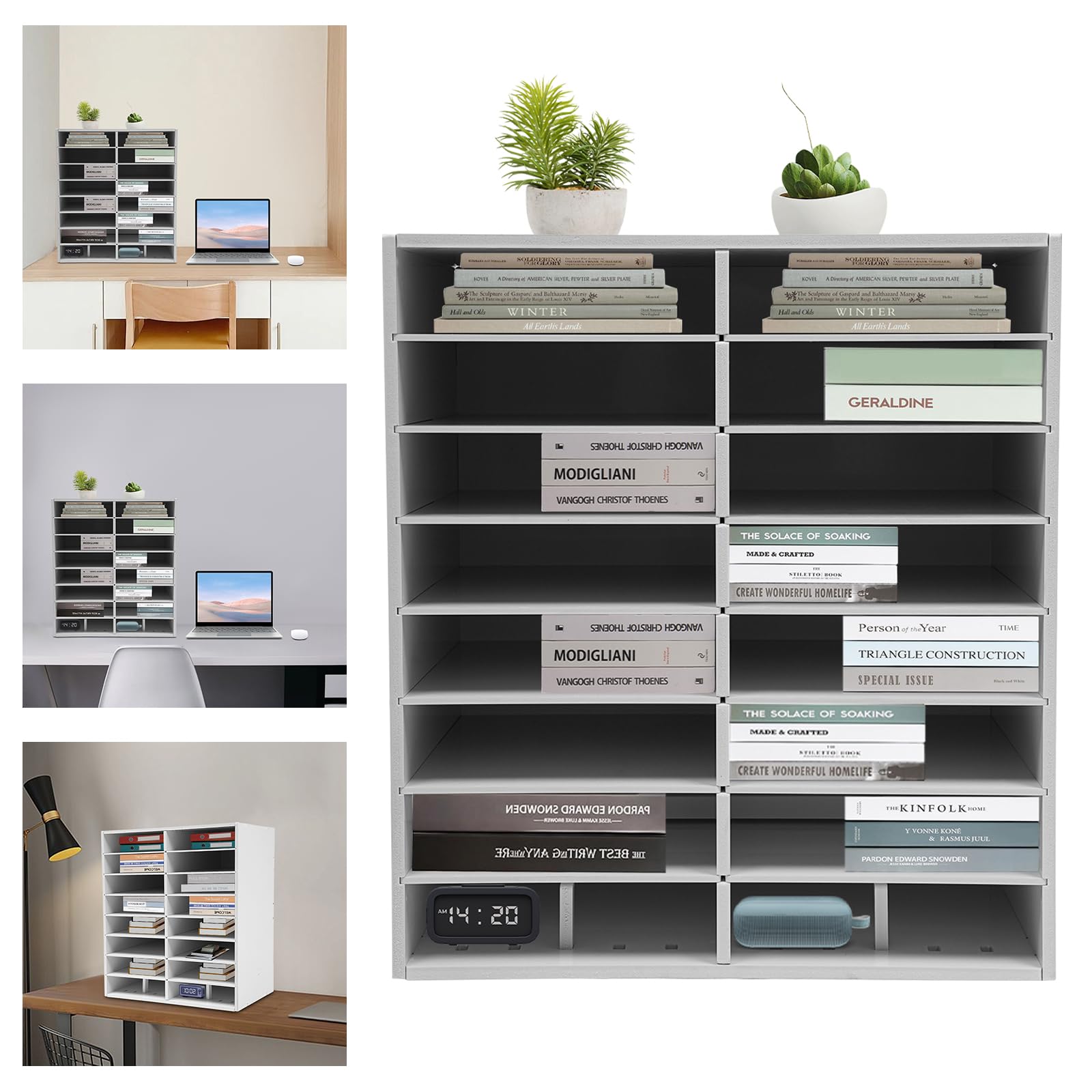Dokumentenablage mit 16 Fächern, Schreibtisch Organizer Weiß | Aktensortierer, 16 Fächer in 2 Spalten, 8 Ebenen, 50 kg Gesamtlast, PVC, für Büro, Arbeitszimmer und Schule