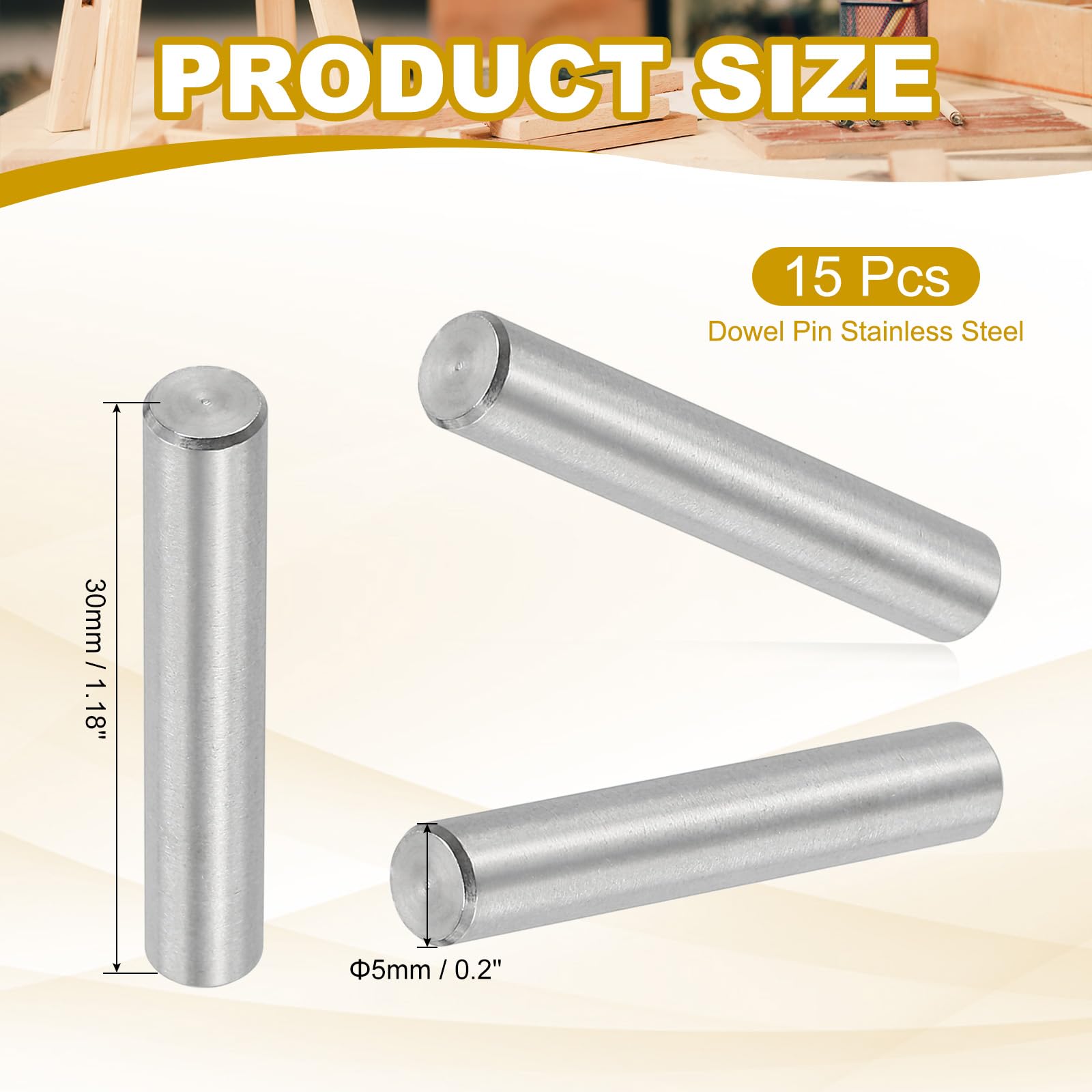 PATIKIL 5mm x 30mm Dowel Pin Stainless Steel - Image 2