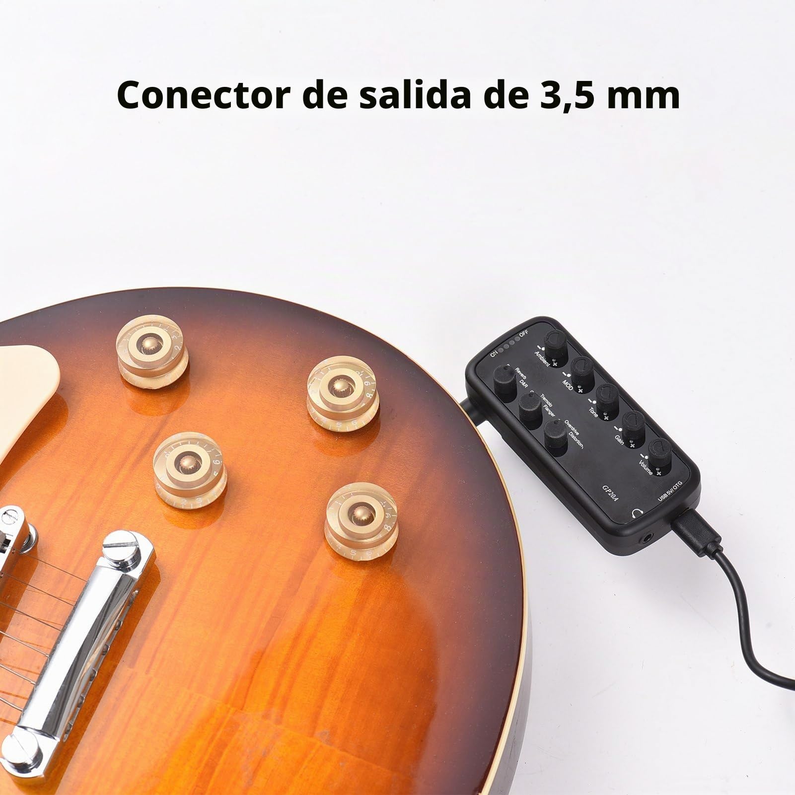 HUIOP Amplificador de guitarra Mini amplificador Auriculares portátiles Amplificador de guitarra Plug and Play para guitarra eléctrica Instrumento musical 3 Simulaciones de altavoces incorporados Grab