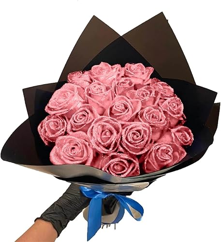 Ramo de rosas eternas, ramo de rosas artificiales rojas y azules, rosas artificiales brillantes, regalos para el día de San Valentín para novia,