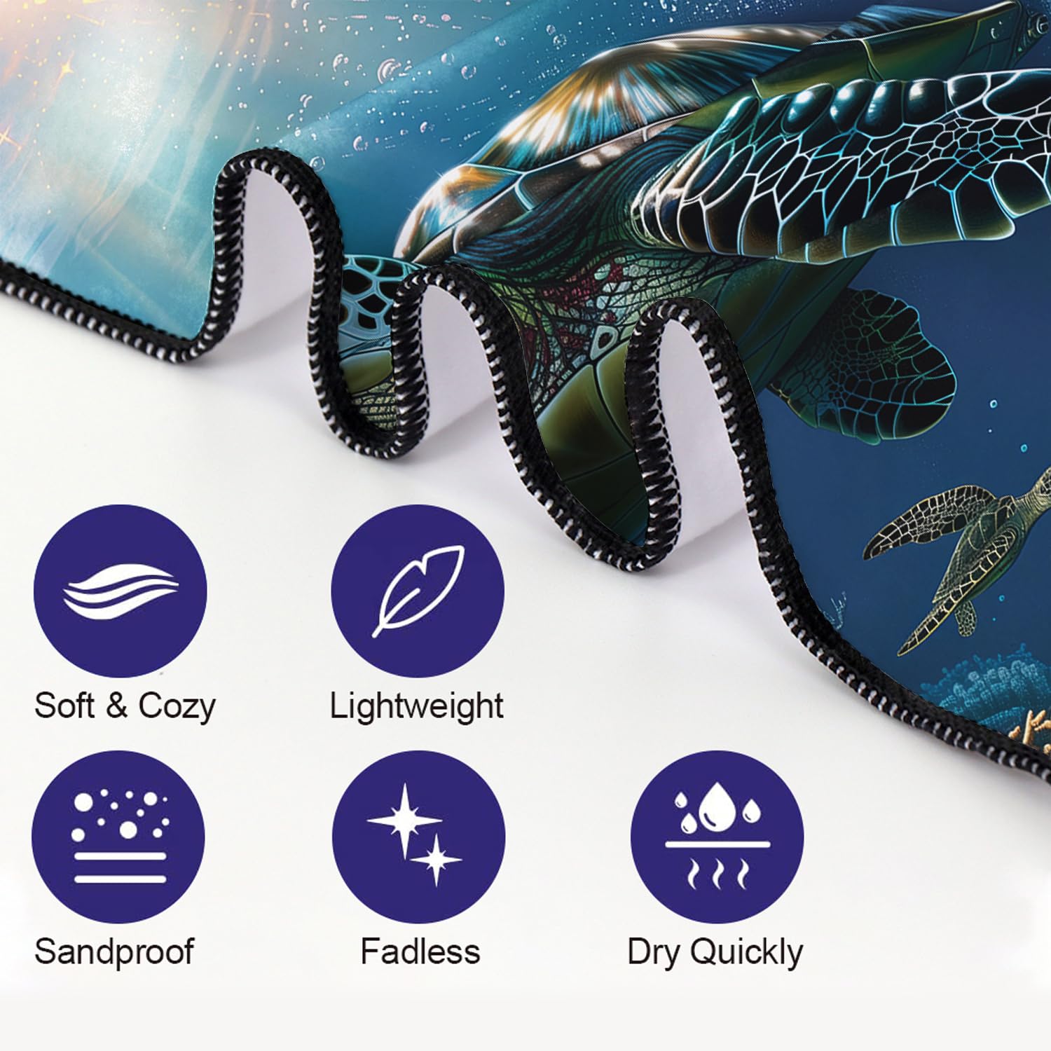 YISUMEI Underwater Turtle Beach Towels for Adults Extra Large 180 x 90 cm - Image 3