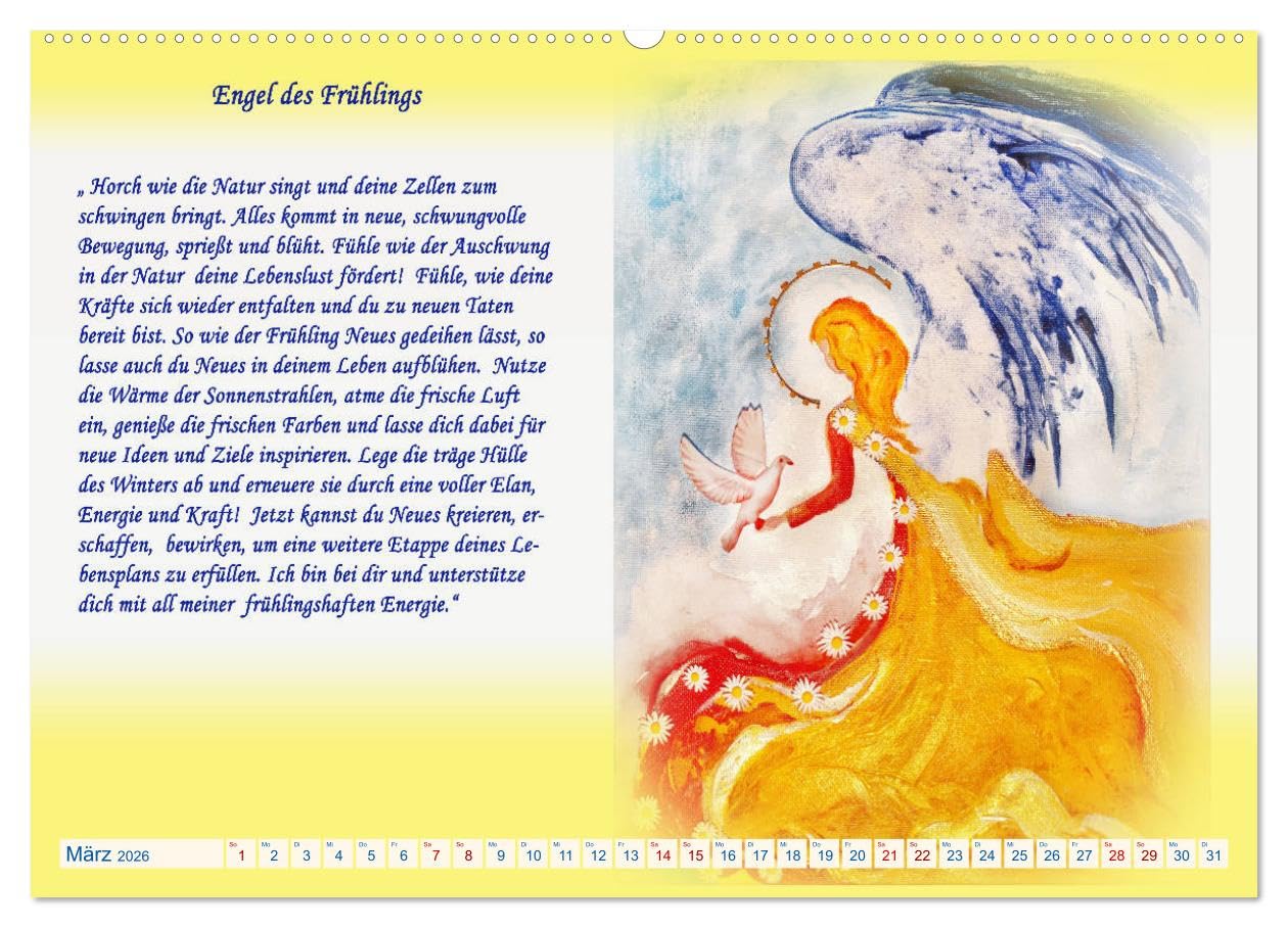 Engelbilder mit Botschaften für die Seele (hochwertiger Premium Wandkalender 2026 DIN A2 quer), Kunstdruck in Hochglanz: Engel mit ihren Botschaften Worte. Labsal für die Seele. (CALVENDO Kunst)