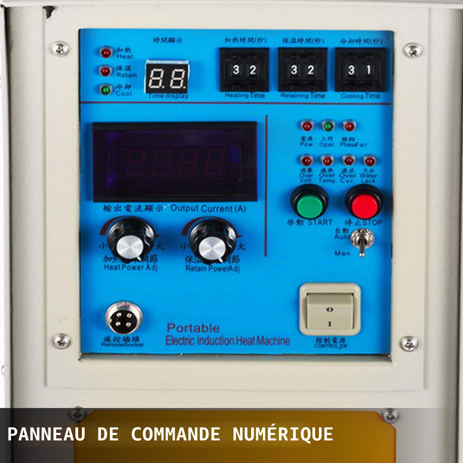 VEVOR 15KW Four à induction haute fréquence 30-100 KHz Four de fusion Four de fusion LH-15A 230V Système de chauffage