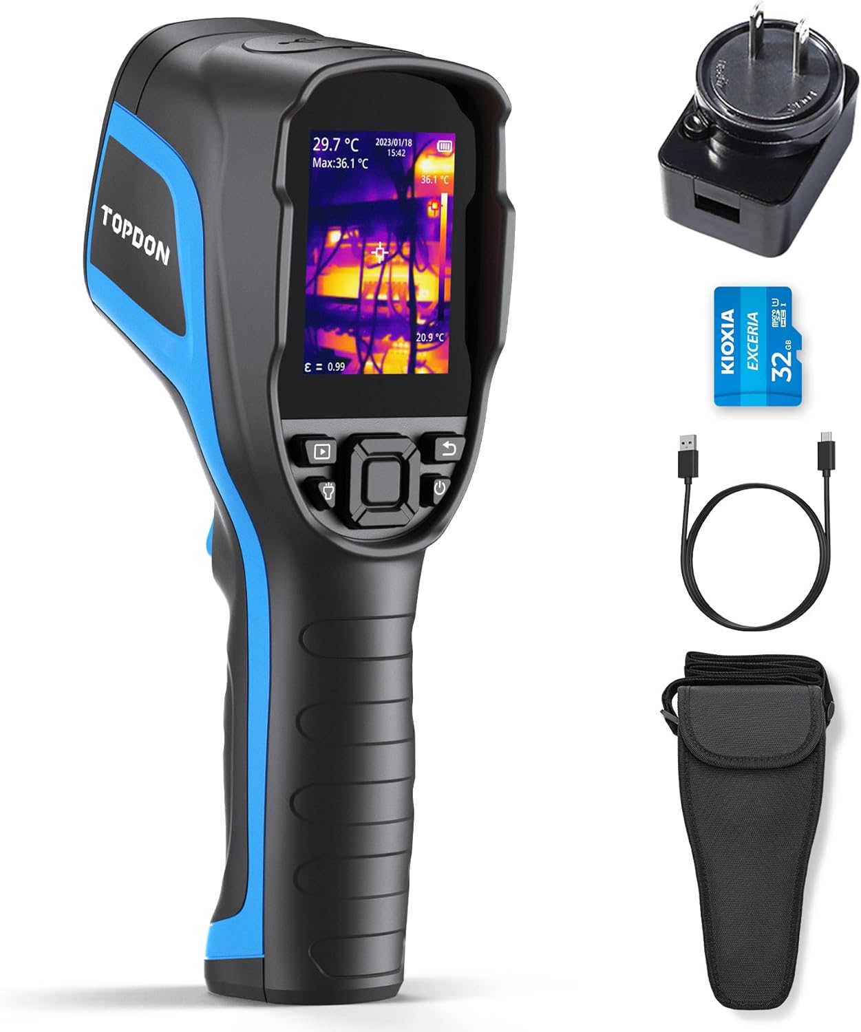 TOPDON TC004 Thermal Imaging Camera: 256x192 High-Res IR, 12Hr Battery, PC Analysis, Video Record - Handheld Infrared Scanner