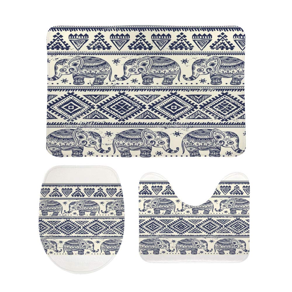 Tapis de salle de bain antidérapant lot de 3 tapis de sol en U et housse abattant WC lavable