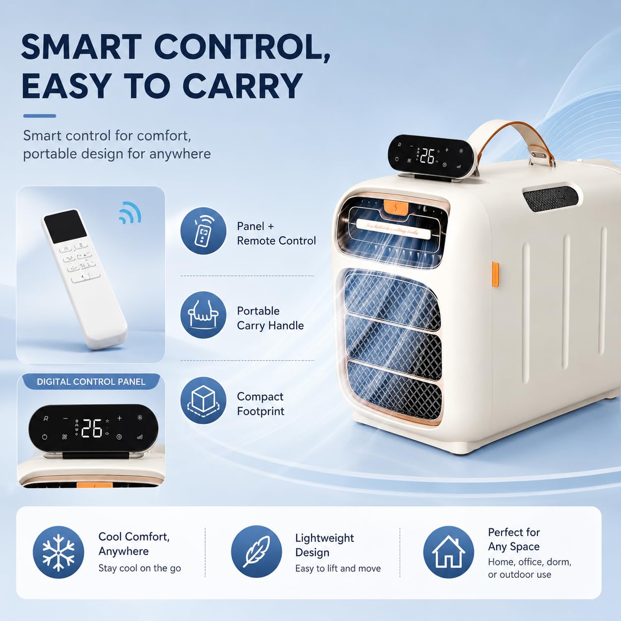 Aire Acondicionado portátil para el hogar y vehículos recreativos, 220 V Cold | Aire acondicionado portátil enfriamiento rápido deshumidificador modo de suspensión temporizador de 12 horas