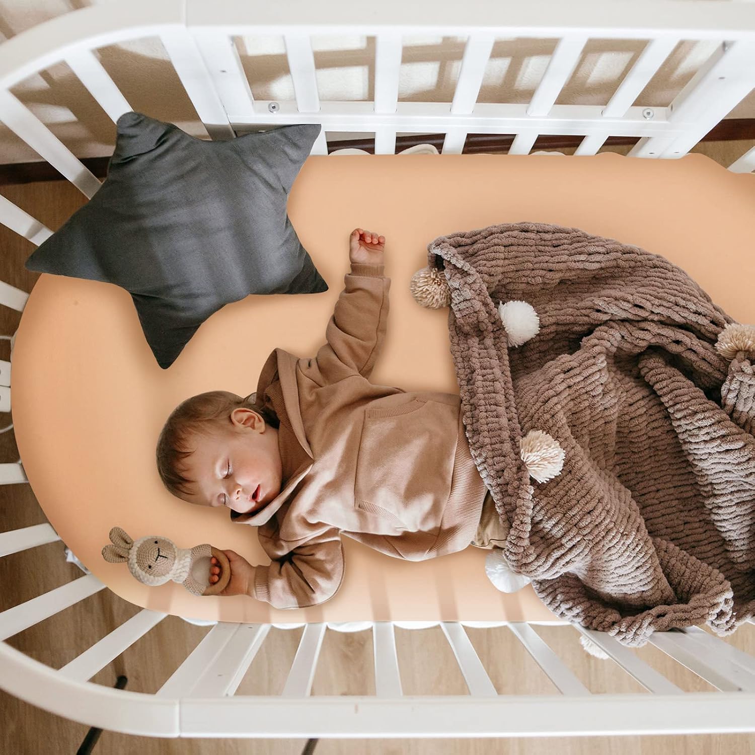 4 Pcs Baby Bassinet Sheets Soft Fitted for Baby Boys Girls Soft Cotton Boho Rainbow Bassinet Sheet Cover Safe Comfort for Standard Rectangular Mattress Cradle