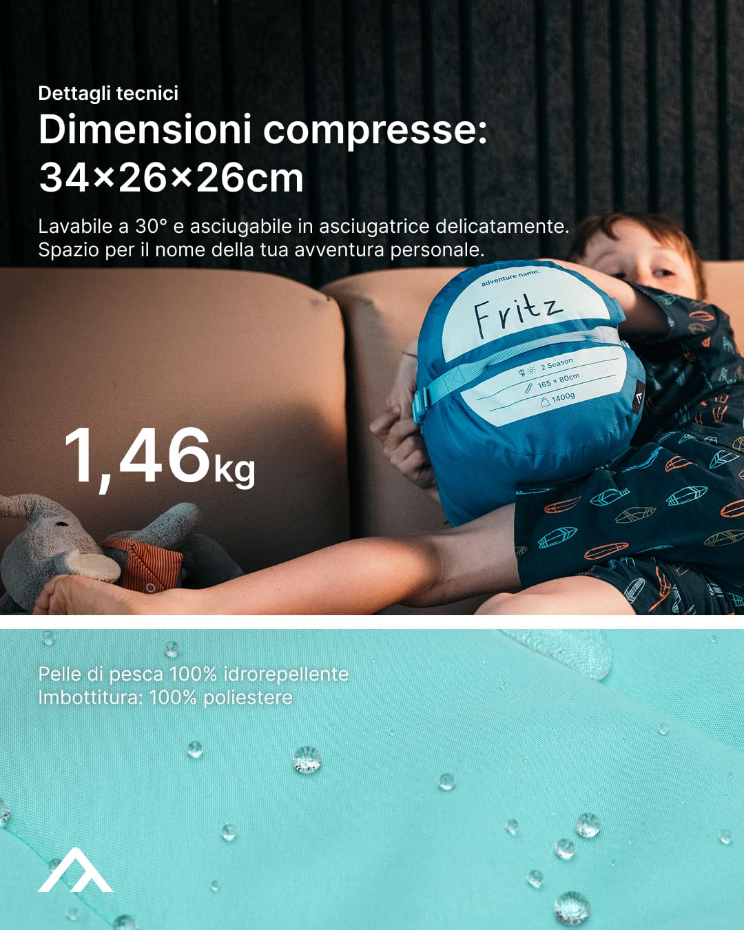 qeedo Buddy Junior, Sacco a Pelo bambini, Comfort Control, Best Shape, Soft Touch