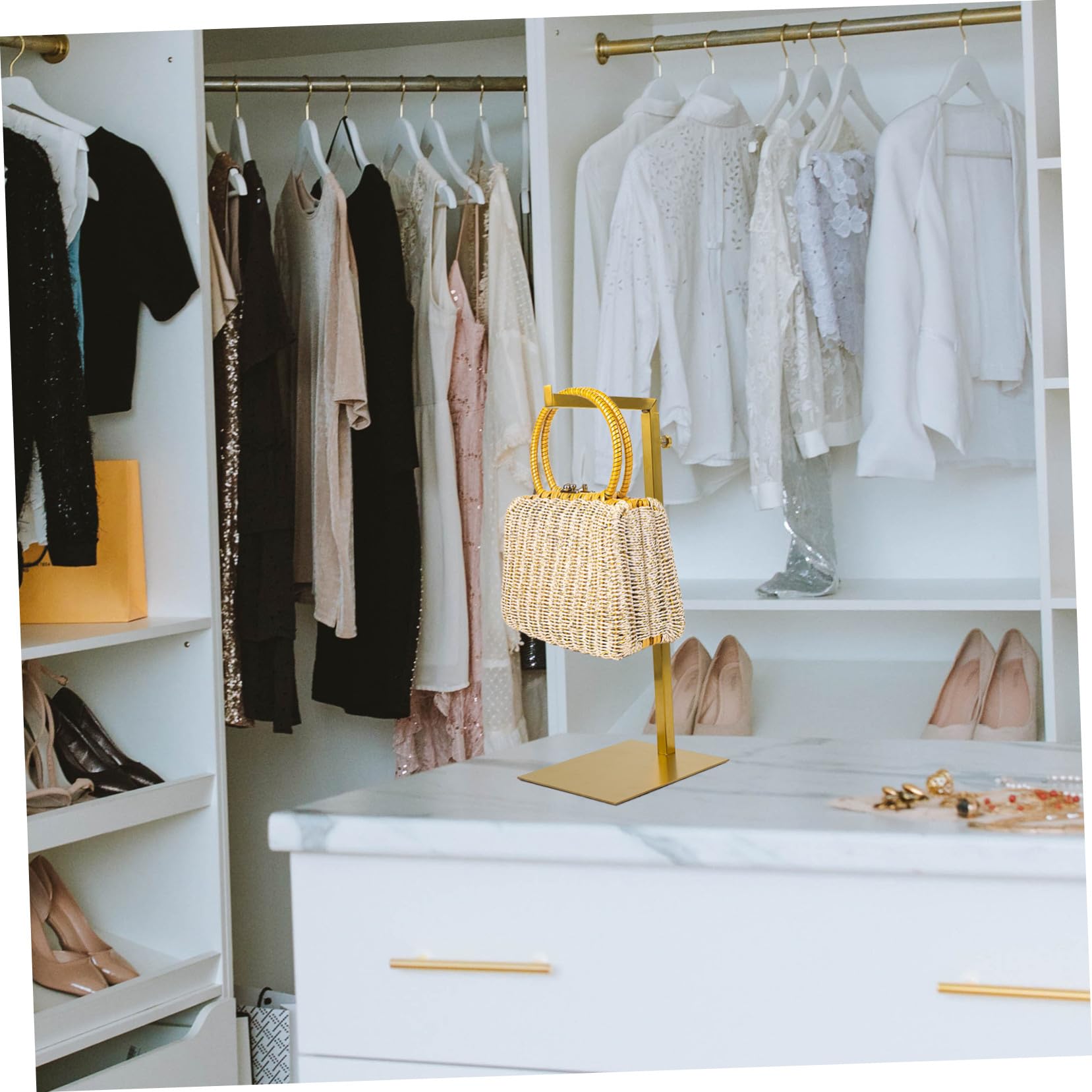 Cabilock Colgador para Bolsos de Acero Inoxidable Dorado, Organizador Práctico que Ahorra Espacio Adecuado para Hogar y Lugar Comercial Varios estilos