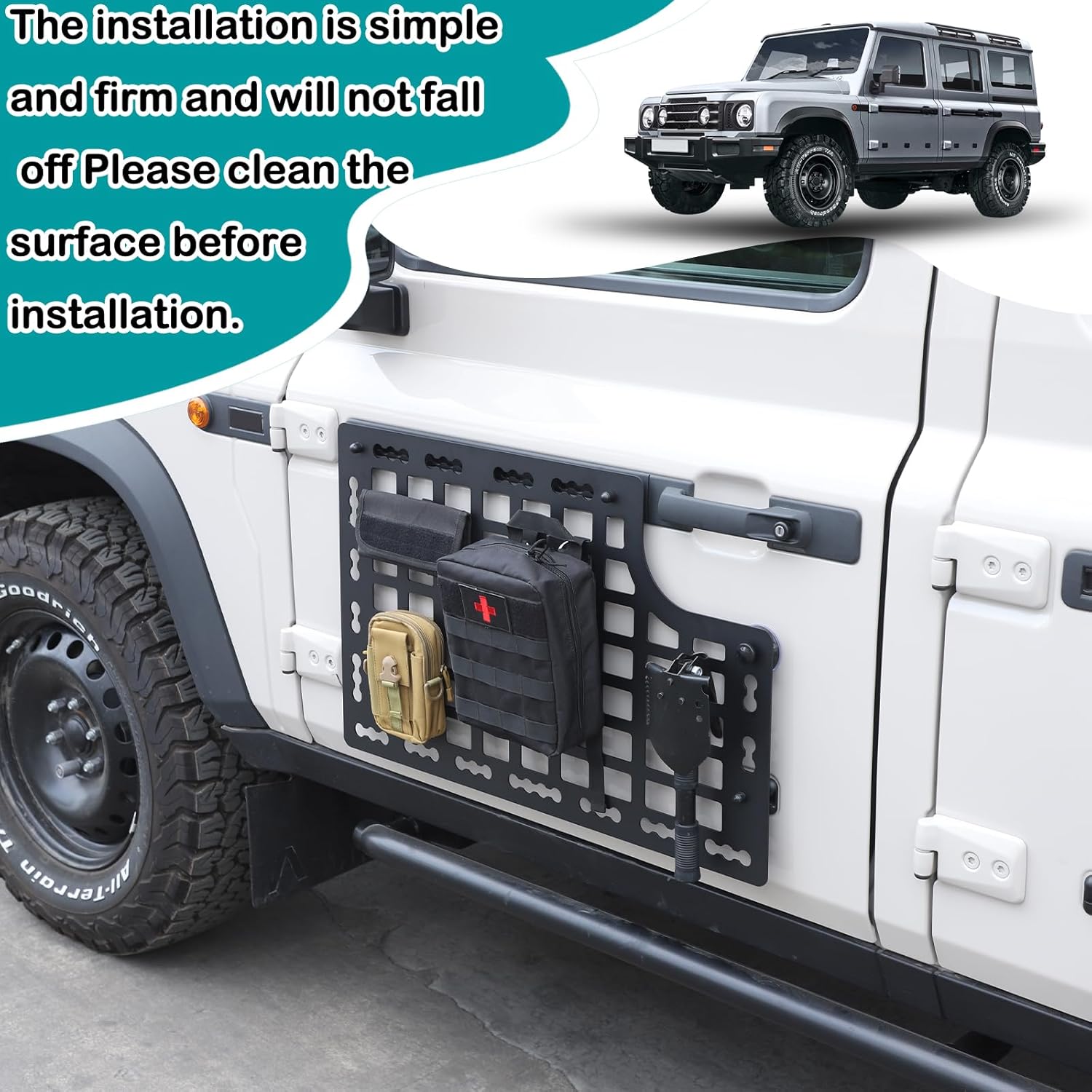 Car Exterior Door Side Modular Shelf Shelf Interior Luggage Rack Compatible with Ineos Grenadier 2020-2024, Exterior Door Side Bag Rack Storage Cargo (Front Door)