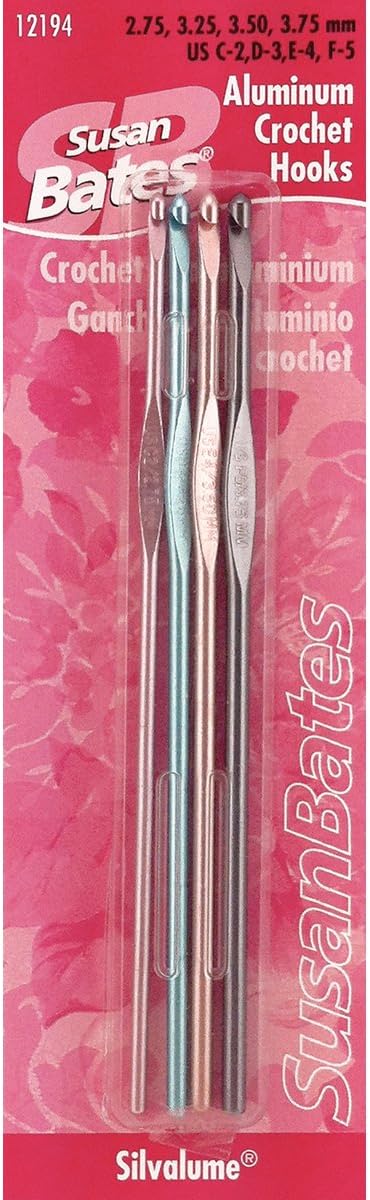 Susan Bates Silvalume Aluminum Crochet Hook Set-Sizes C2 to E4, Other, Multicoloured, 3.5 mm