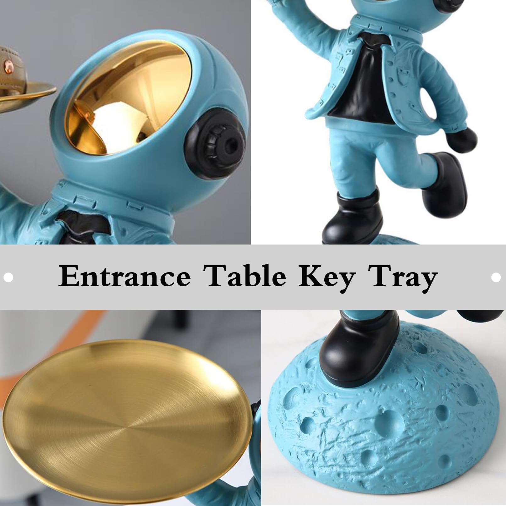 Cutfouwe Estatua de la Figura del Astronauta - AstronautenTableta decoración tazón de Dulces, Bandeja de Joyas, Bandeja de Llaves Decoración de Escritorio para el hogar y la Oficina,Oro,A