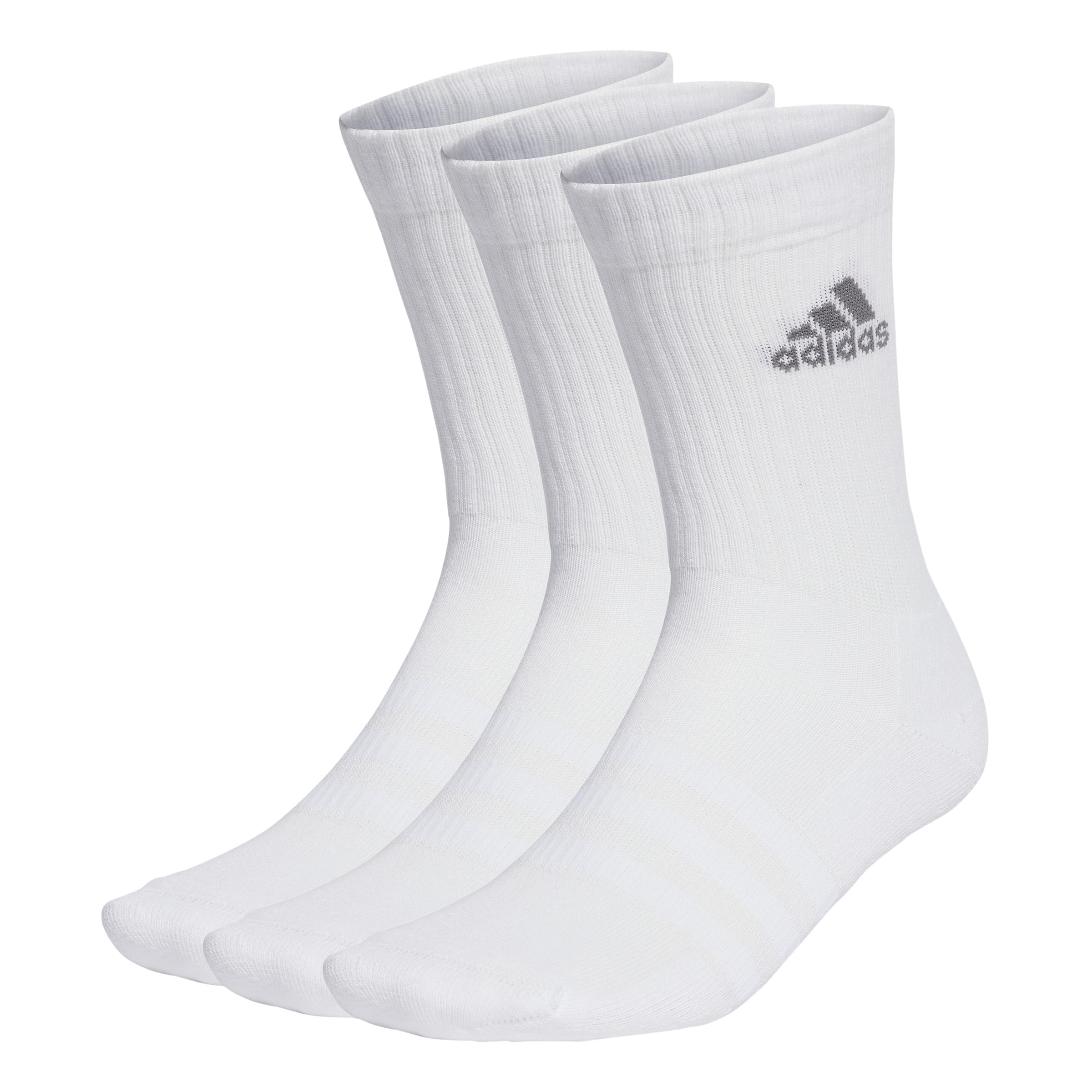 Adidas EBB96 SPW Cushioning 3P Crew Socks, White/Grey for (IA3949), M