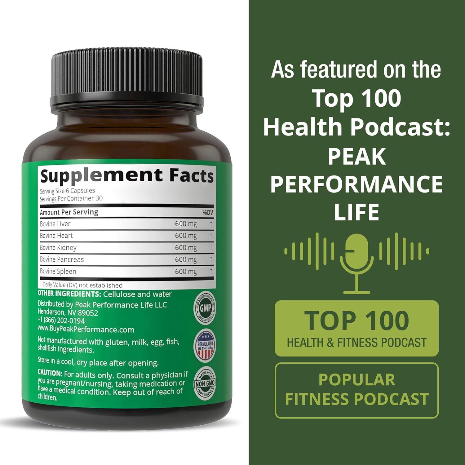 Peak Performance Grass Fed Beef Organ Complex from New Zealand (180 Capsules) Desiccated Organs Superfood Pills. GrassFed Beef Liver Capsules with Heart, Kidney, Pancreas, Spleen. Supplement - Image 6