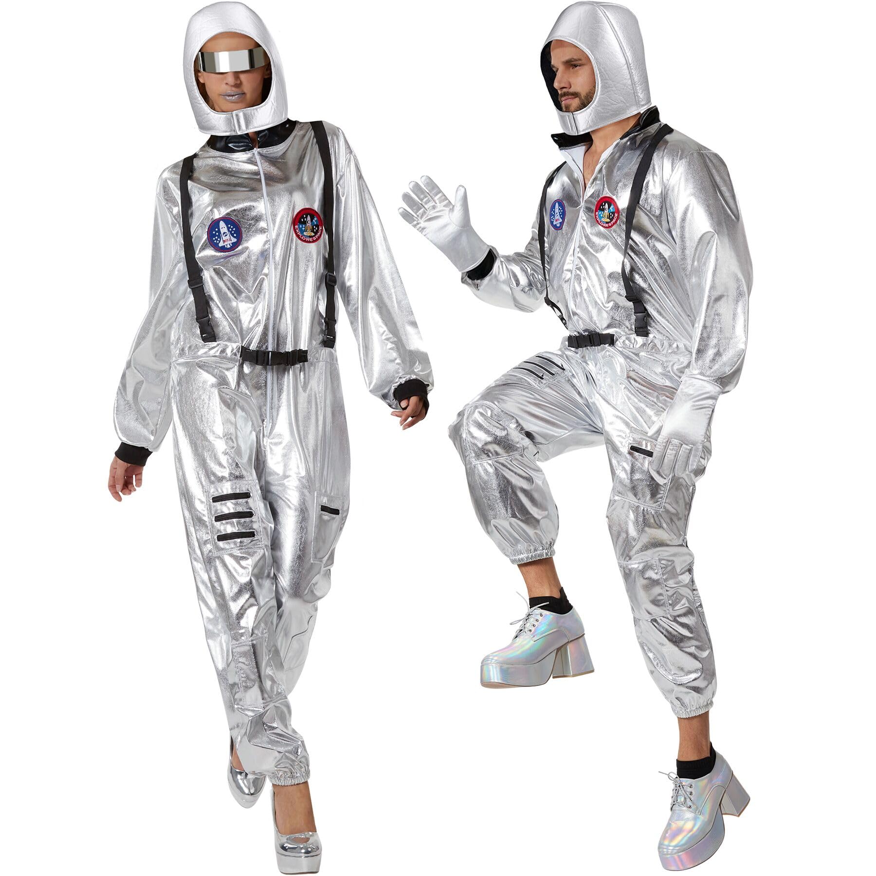 dressforfun Astronauten Kostüm Komplettset mit Brille, Helm und Handschuhen, Karneval Kostüm Damen, Karneval Kostüm Herren, Astronaut Kostüm, Partner Kostüm, Gruppen Kostüm, Faschingskostüme