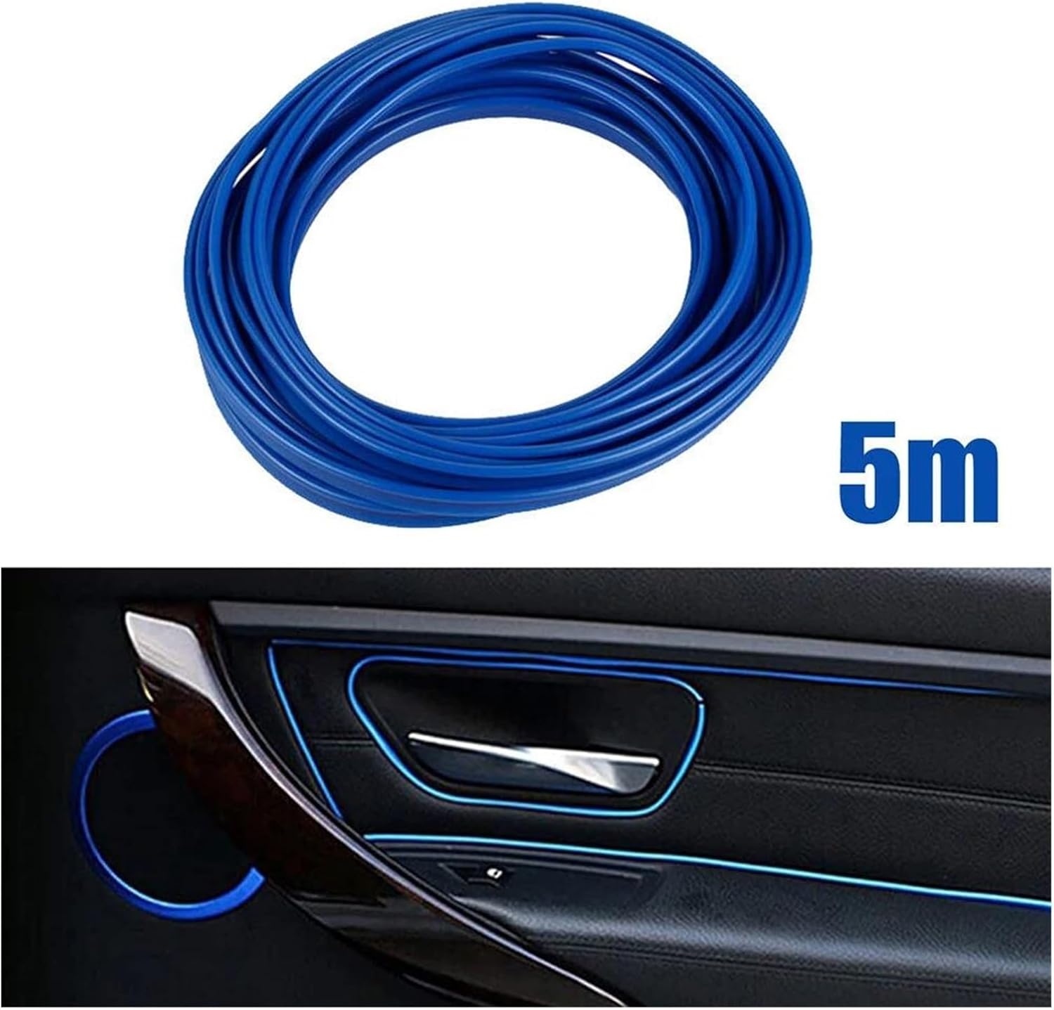 Universal 1Pc Decoration Trims Strips Car Truck Interior Accessories Moulding Trims Strips PVC 5M Blue Car Decoration None