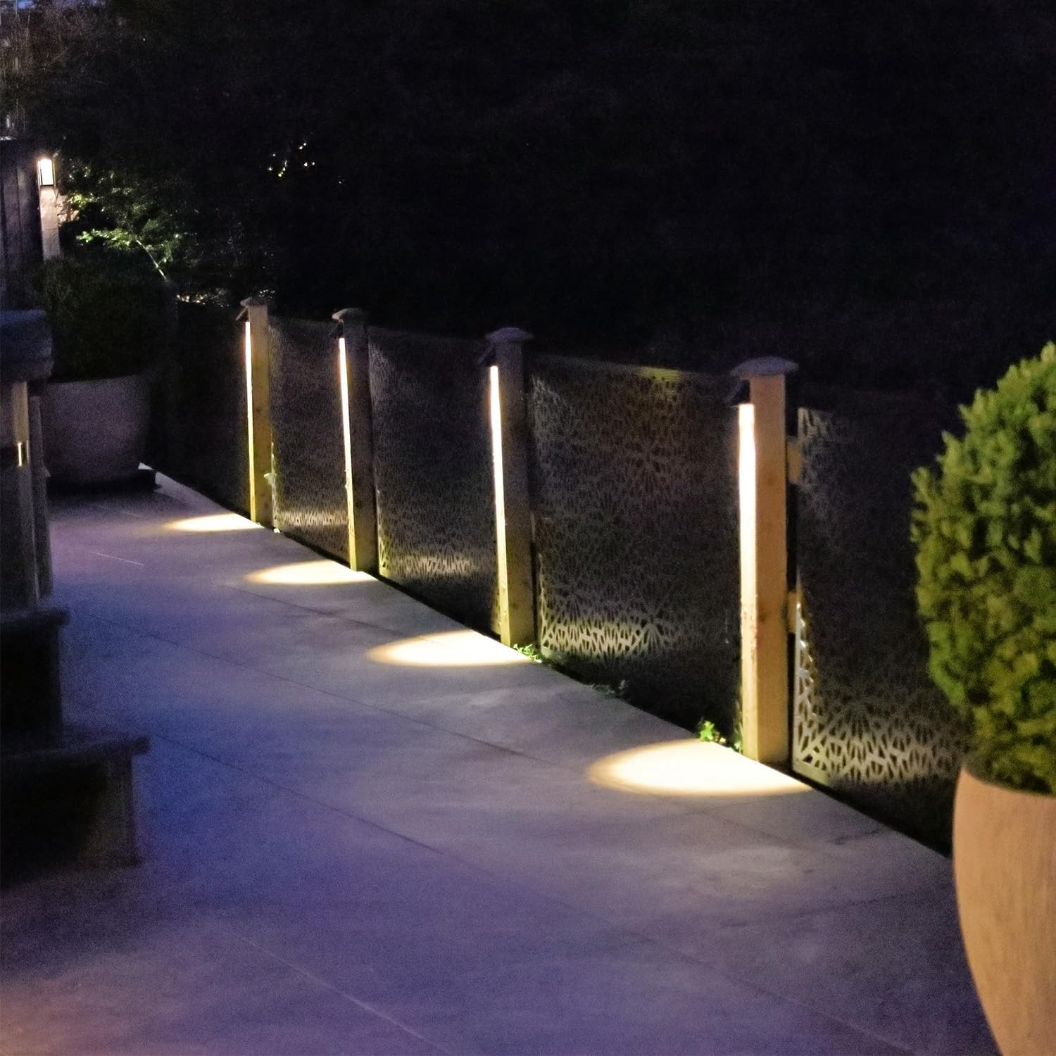 Auraglow Solar Fence, Wall & Post Lights – IP54 Waterproof Garden & Outdoor Downlights - 4 Pack (4 Pack)