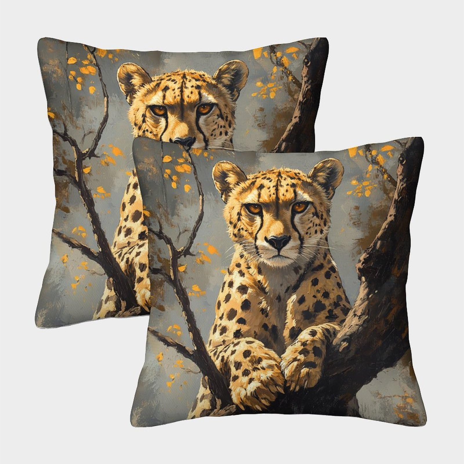 kaiyun 2 Pack 40x40cm Pillow Cases,Painting Art - Majestic Cheetah Decorative 3D Printed Cushion Cover,sofa Bed Decorative Cushions