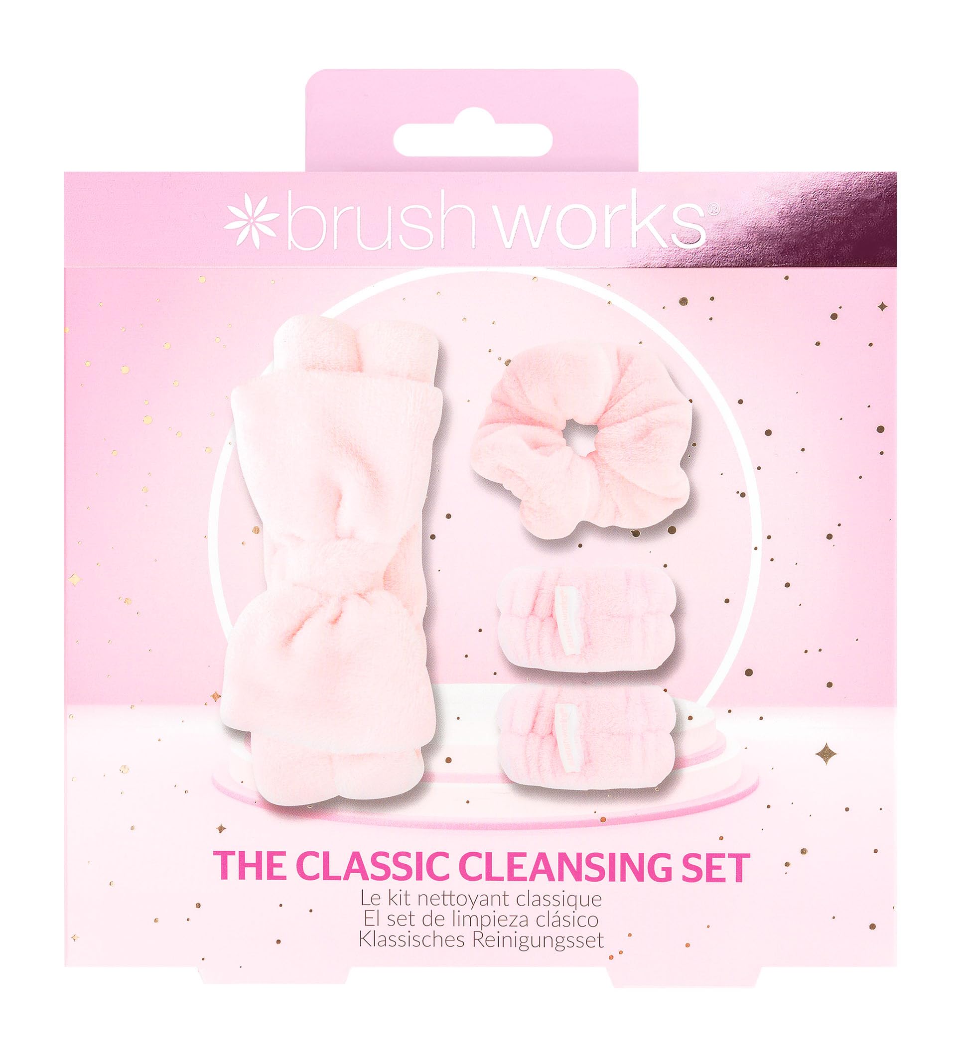 Brushworks The Classic Cleansing Set – Ultra-Soft Microfibre Makeup Headband, Wrist Wash Bands & Scrunchie for Gentle & Mess-Free Skincare & Beauty Routines