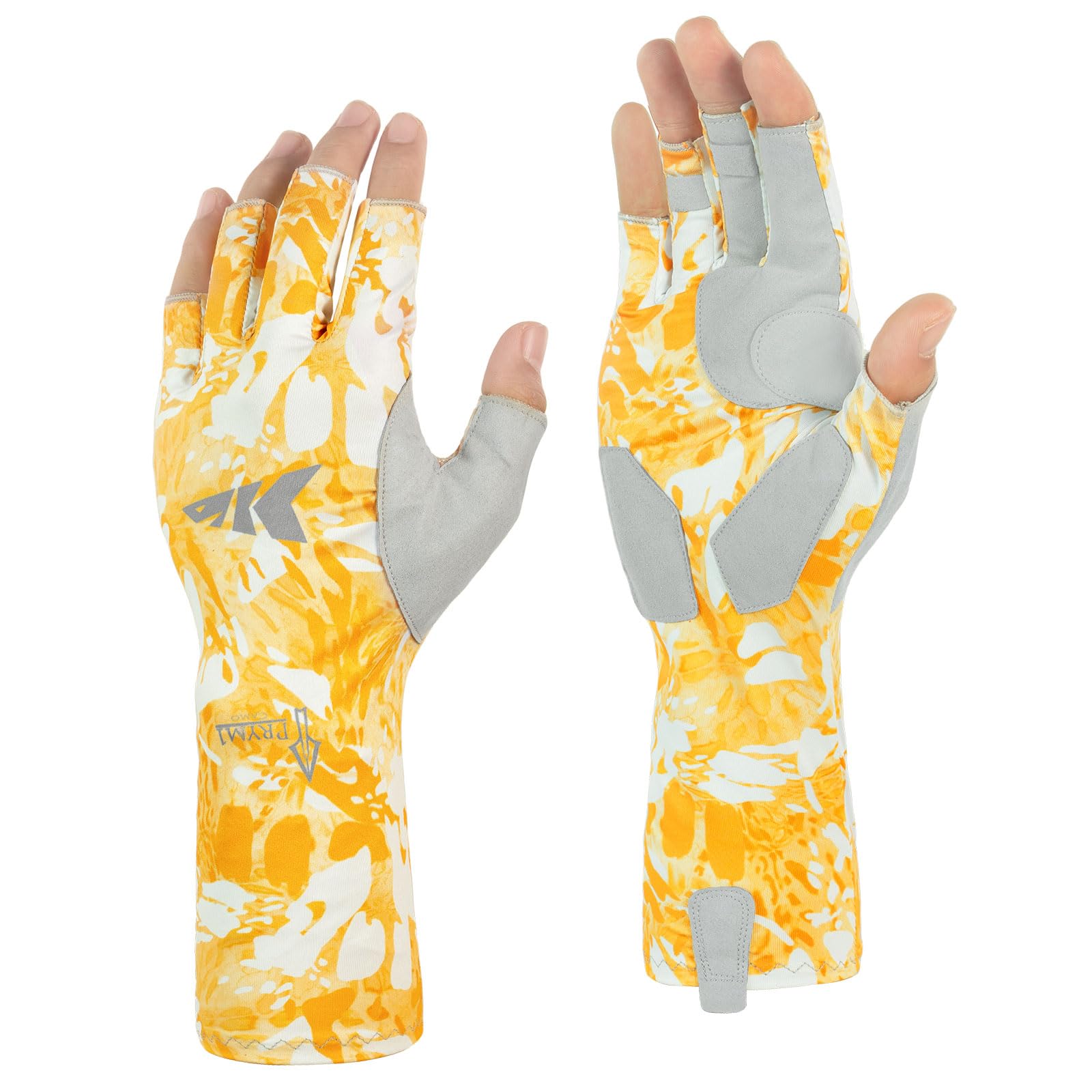 KastKing Agies Fishing Gloves Men, UPF 50+ Sun Gloves UV Protection, Cooling Quick-Dry 3/4 Fingerless Gloves with Extended Cuff, Microfiber Palm & Pull Tabs, for Fishing, Kayaking, Hiking, Hunting