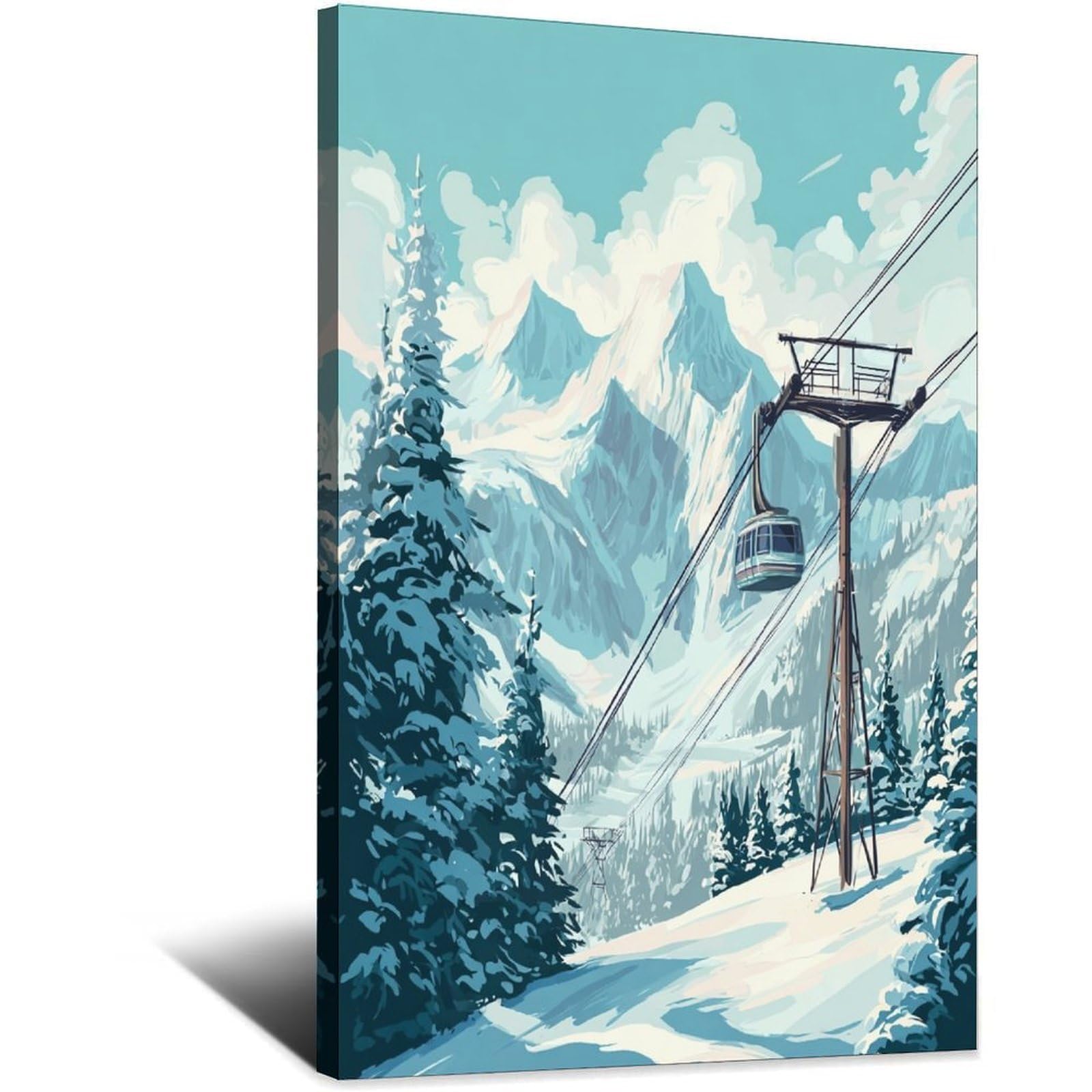 CFXNGA Verbier Switzerland Ski Poster 24x36inch(60x90cm) Vintage Watercolor Canvas Art