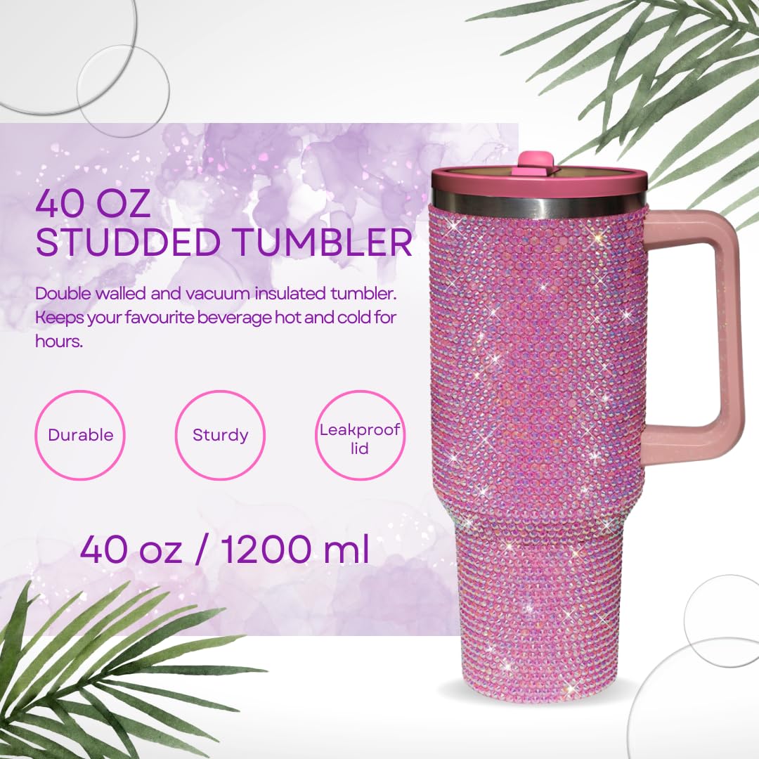 Amazon.com | cuteolivia 40 Oz Rhinestone Tumbler with Handle and Flip Straw  | Insulated Stainless Steel Double Layer Bling Tumbler | Leak Proof Glitter  Tumbler for Women | Reusable 1200ml Travel Bling