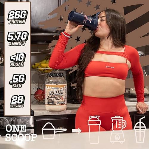 Miniatura 7 de Isolean, 100% aislado de proteína de suero de leche, absorción rápida, magro iso, bajo en azúcar, maximiza la recuperación, 0.88 oz por porción,