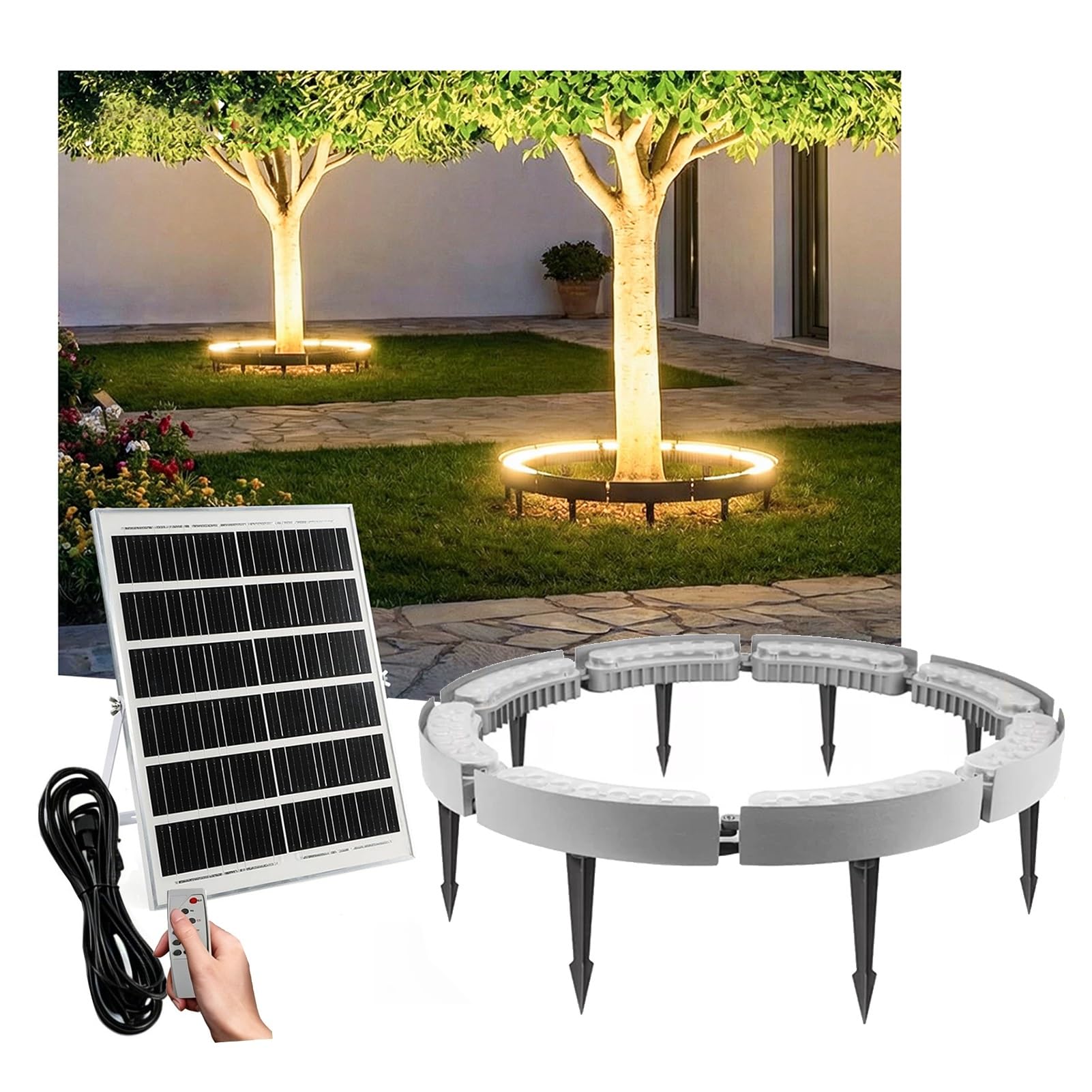 KPHYMOD Outdoor Solar Round Plant Light, Dusk to Dawn Landscape Uplighting