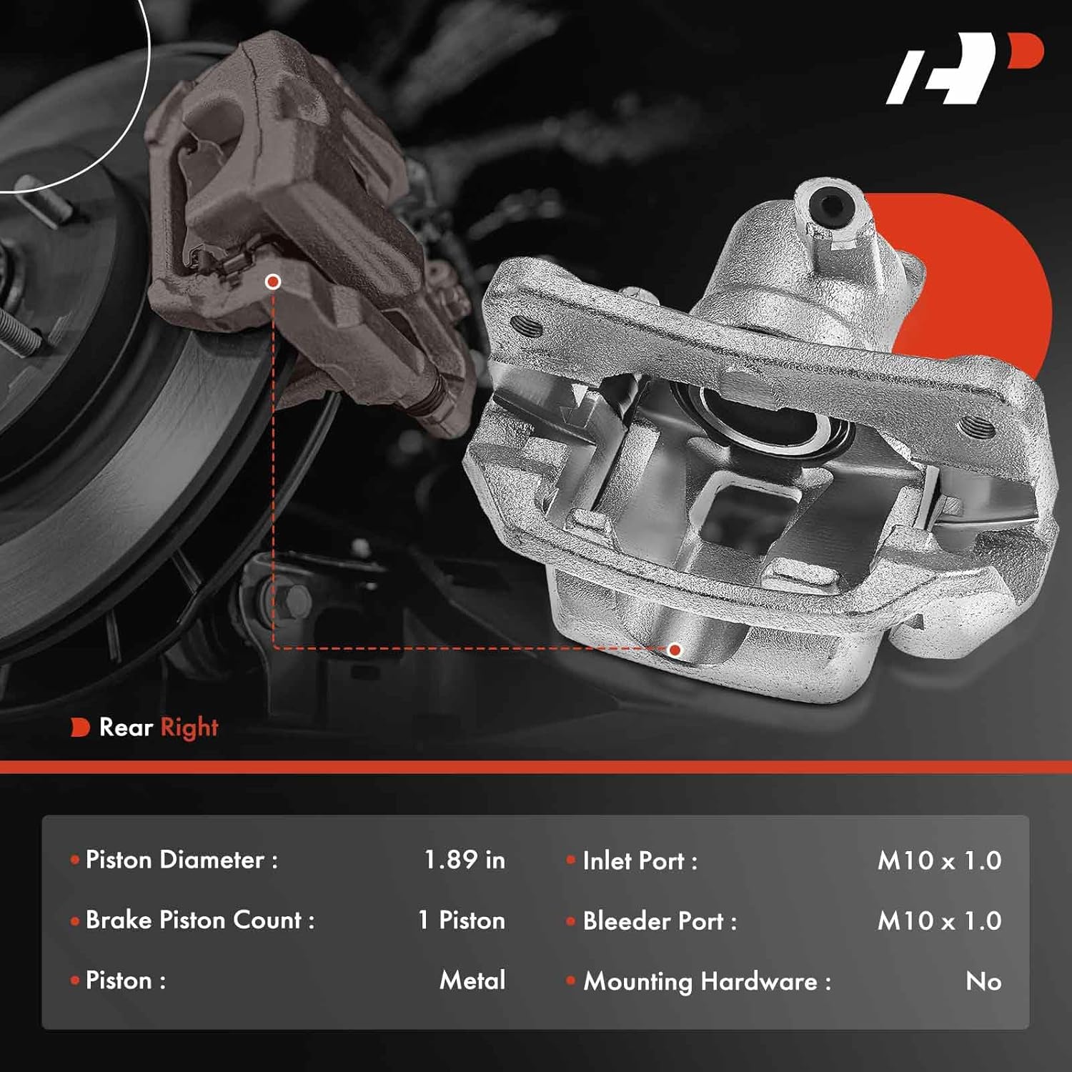 A-Premium Disc Brake Caliper Assembly with Bracket Compatible with Select Lexus and Toyota Models - LX470 2000-2007, Land Cruiser 1999-2007, V8 4.7L - Rear Right Passenger Side