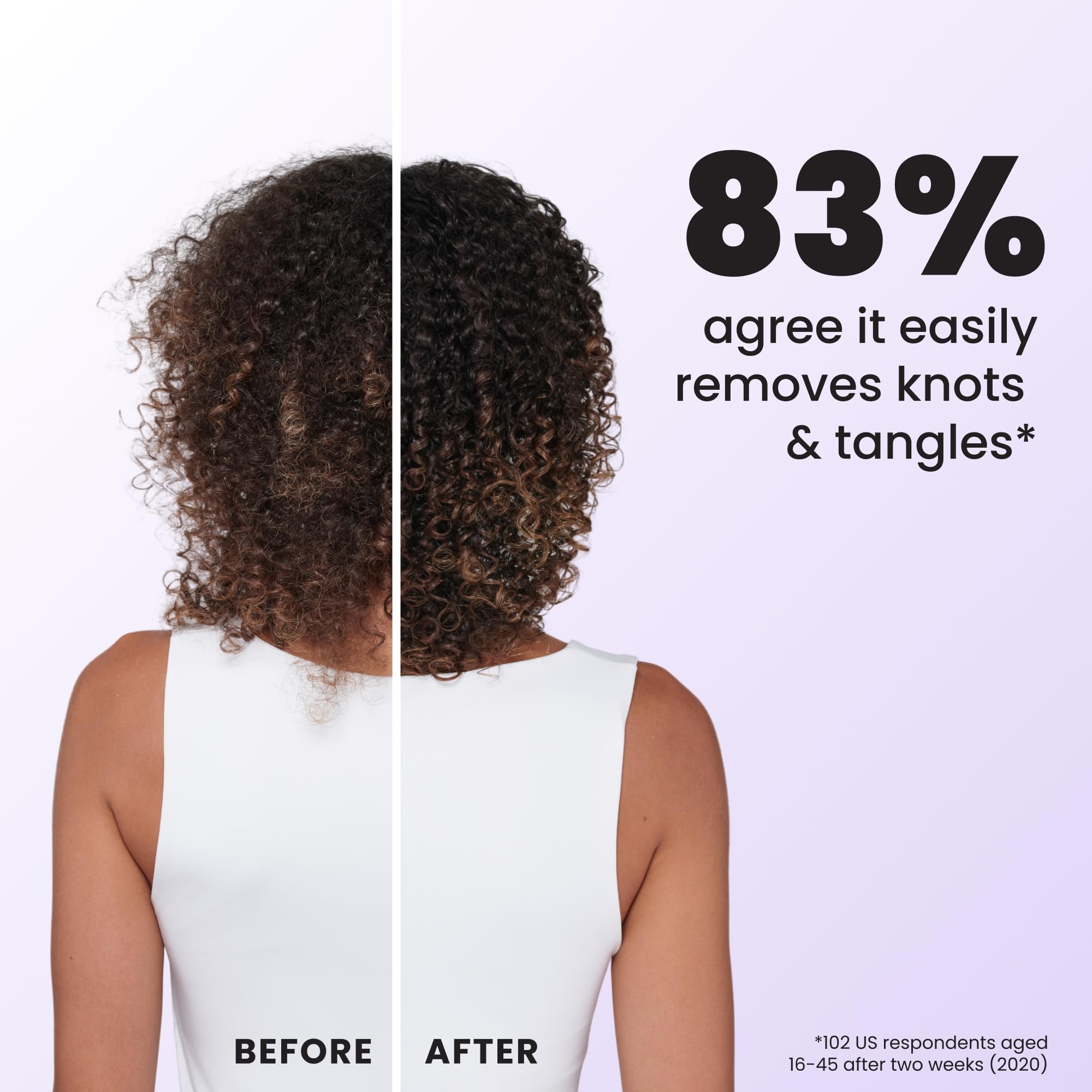 Tangle Teezer Naturally Curly Ultimate Detangler do włosów kręconych 3C-4C - dwupoziomowe ząbki formują loki i redukują puszenie - Fioletowa pasja