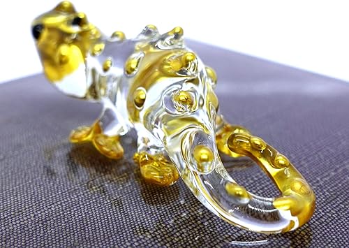 Miniatura 5 de Figuras artísticas de cristal soplado a mano en miniatura camaleón, animales coleccionables, regalo para decorar el hogar (oro transparente)