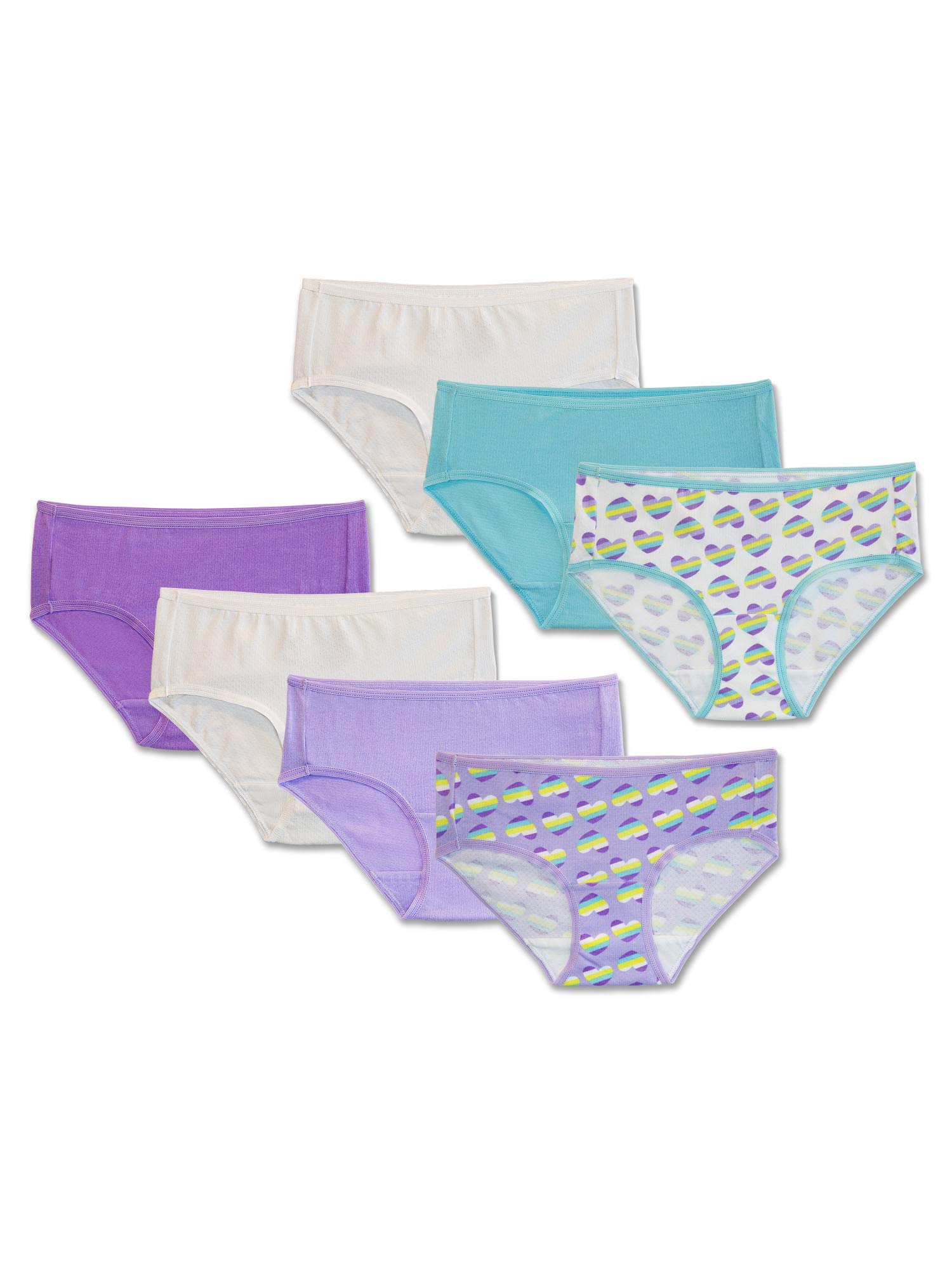 Fruit of the Loom Girls 7 Pack Breathable Cotton-Mesh Hipster Underwear 10