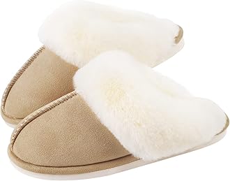 Women's Fuzzy Slippers Memory Foam Fluffy Winter House Shoes Suede Faux Fur Slippers Indoor Outdoor