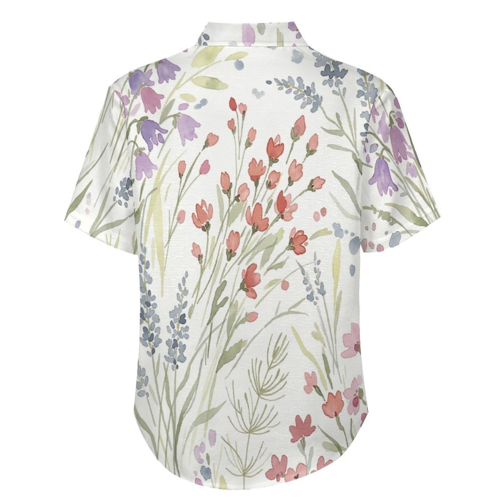 Camicia da Uomo a Maniche Corte Funky, Fiori Selvatici Ad Acquerello Dipinti A Mano, Aloha Camicias Estiva per la Spiaggia, vestibilità Normale con Bottoni, per Libero Vacanze