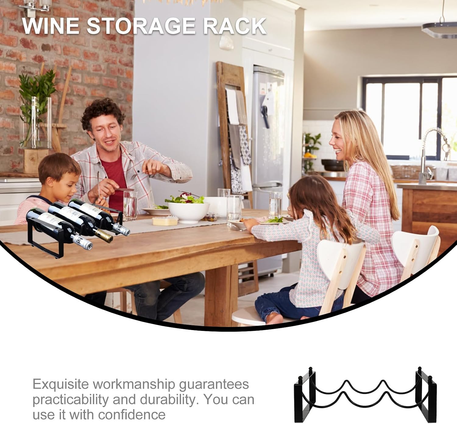 GLEAVI Black Iron Stackable Wine Rack Holds Three Bottles