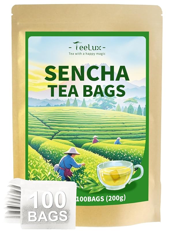 TeeLux Chá verde Sencha cafeinado, 100 sachês