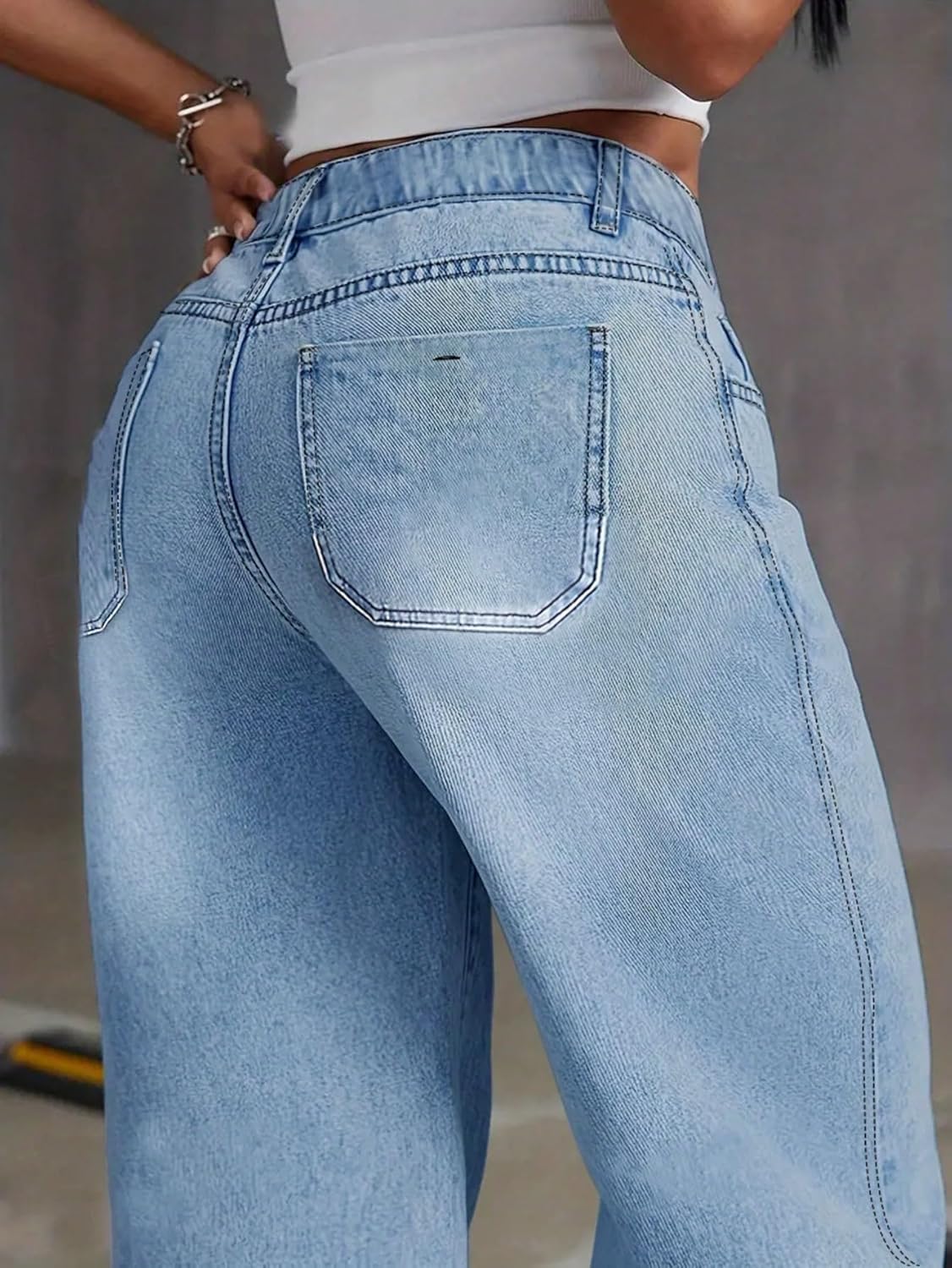 Baggy Jeans for Women Wide Leg y2k Skater Pants Low Rise Boyfriend Trendy Hip hop Streetwear - Image 6