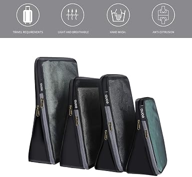 Eono Compression Packing Cubes, Luggage Organiser Set, Extensible Suitcase Organiser, Packing Organisers for Suitcases, Packing Cubes for Travel or Home Storage - Net, 4 Set