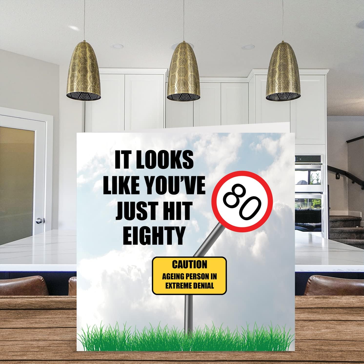 Stuff4 Funny 80th Birthday Cards for Men Woman - Just Hit Eighty - Happy Birthday Card for Dad Mom Brother Sister Grandpa Nanny Grandma Uncle Aunt, 5.7 x 5.7 Inch Joke Bday Greeting Cards