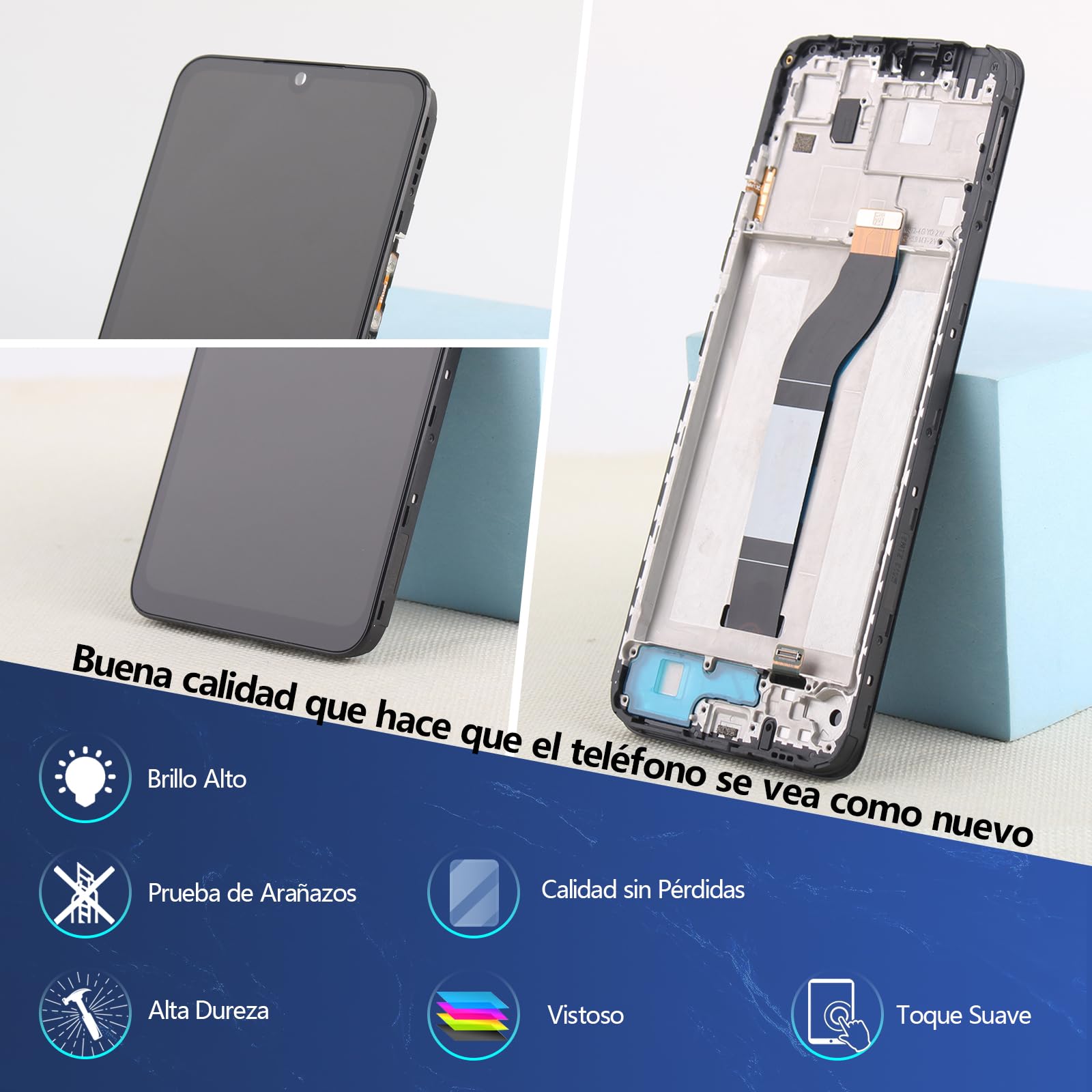 RongZy Pantalla para Xiaomi Redmi 13C Pantalla Táctil LCD Kit de Pantalla de Repuesto Ensamblaje Digitalizador de Reemplazo con Herramientas(Negro con Marco)
