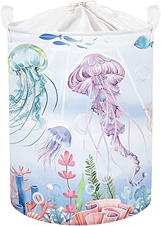 Ocean Animals Baby Laundry Hamper Collapsible Clothes Kids Storage Basket Large Boys Girls Gift Toy Box Bin for Nursery Room, Colorful Jellyfish, 63L